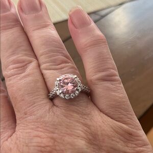 Elegant Pink and Silvertone Women's Ring